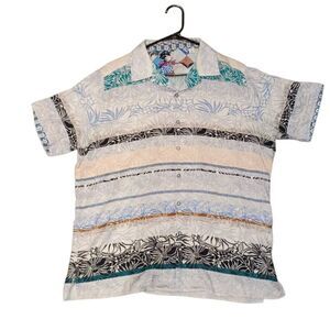 Robert Graham Silk Floral Stripe Men's Button Down Shirt size Large